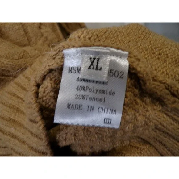 MSML25230502 Cable Knit 1/4 Zip Sweater XL Beige Men's Mock Neck Knit - Picture 4 of 7